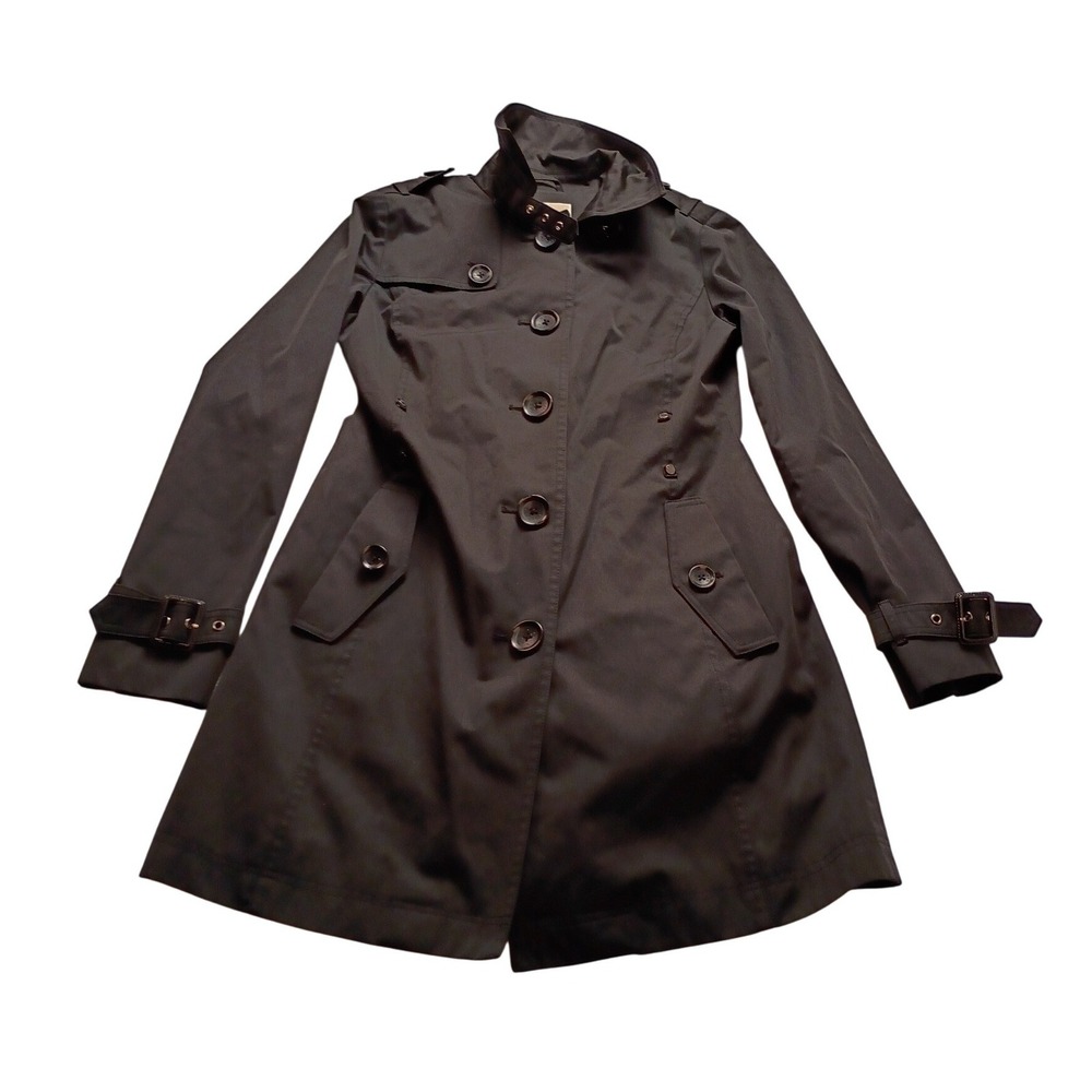 Michael Kors Trench Coat Women's Double Breasted Classic Black PXS PXS Black